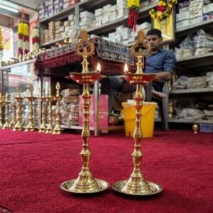Traditional Brass Kuthu Vilakku (14.5 Inches Pair)