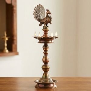 Brass Peacock Design Kuthu Vilakku